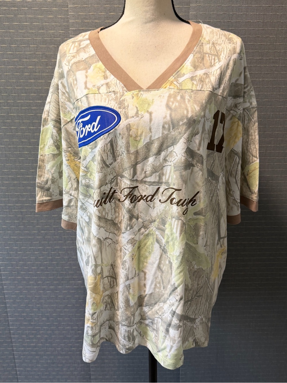 Ford Faded Beige Camo V-Neck T-Shirt